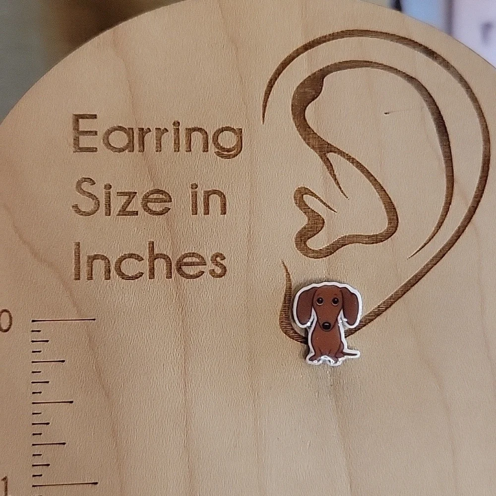 DOXIE DACHSHUND CARTOON STUD EARRINGS